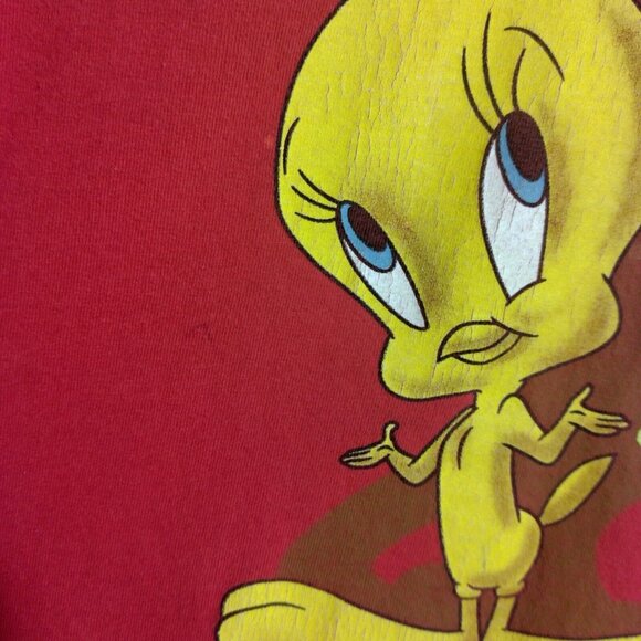 Tweety Bird T Shirt 2XL Size Red Stars Glitter Its All About Me Vintage USA - Picture 14 of 16
